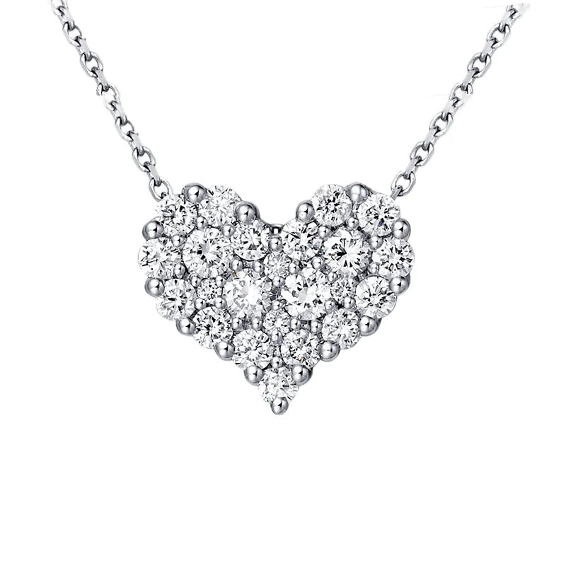 18k Pure Gold Moissanite VVS Heart Necklaces Dubai Mama Cluster Layered Thick Chian Real Gold Necklaces Fine Jewelry