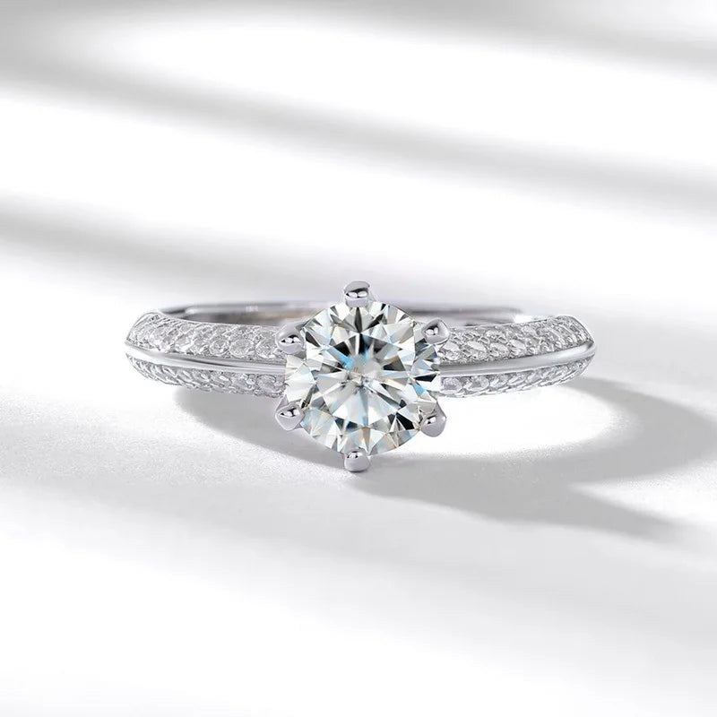 18k White Gold 1.0 CT Classic 6-Prong Lab-Grown Diamond IGI Certified Engagement Ring Graduated Side Stones Promise Bridal Ring