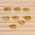 New Women 8 Designs Fashion Non Tarnish Open Ring 18k Gold Plated 316L Stainless Steel Hypoallergenic Ring