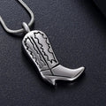 Vintage Cowboy Boot Ash Urn Necklace Stainless Steel Silver Plated Cremation Jewelry Pendant Keepsake