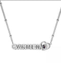QIUHAN ODM Double Layer Letter Necklace With Zircon Custom Name Projection Photo Necklace