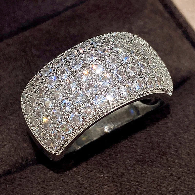 CAOSHI 2025 Cheap Jewelry Big Width Micro Paved CZ Ring Hip Hop Rock Punk Half Full Iced Out Cubic Zircon Finger Rings Men Women