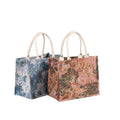 Custom Print Flower Reusable Jute Bags Large Capacity Linen Tote Bags Outdoor Travel Shopping Tote Bags
