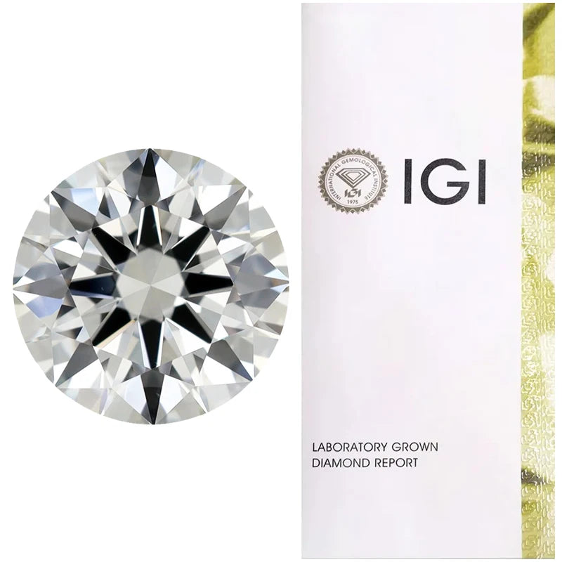 Lab Created D Color VVS1 VS2 1CT 1.5CT Round HPHT CVD Synthetic IG Certified Lab Grown Diamond