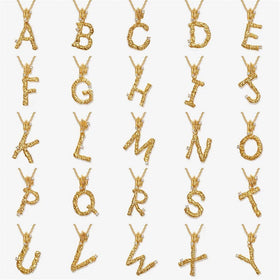 Personalised 925 Sterling Silver Letter Necklace Retro Texture Irregular Letters with Zircon 26 Letter Initials Necklace