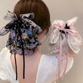 Krallentag Summer Flower Printing Fabric Bow Hair Claw Clip Women Decorative Flower Design Hair Ponytail Clip Claw