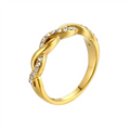 Wholesale 18K Gold Plated Cubic Zirconia Twisted Rope Trendy Geometric Women's Rings Stainless Steel Jewelry