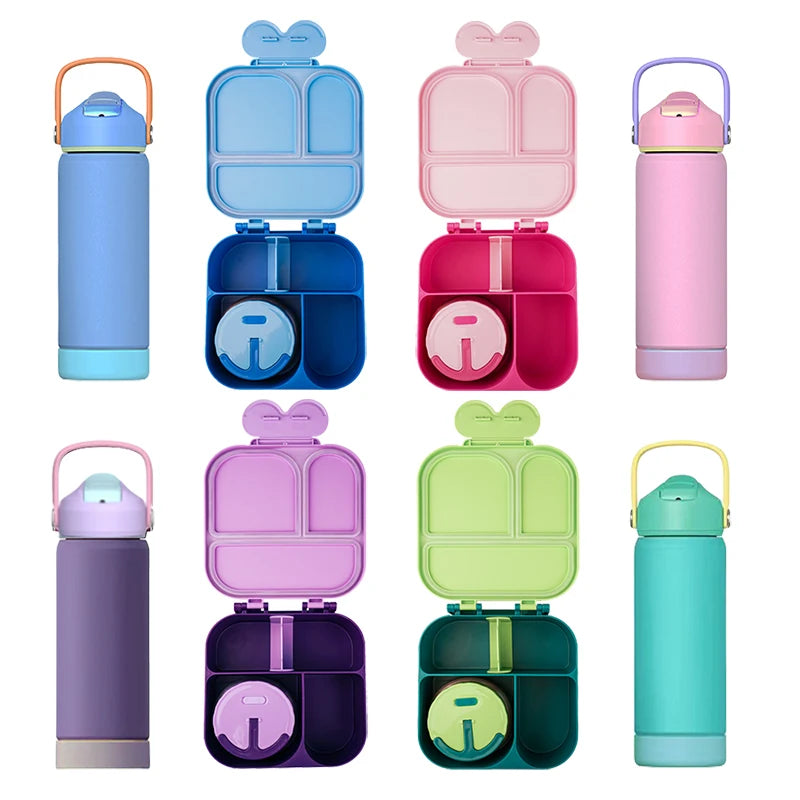 Kids BPA-Free Back to School Set Custom Logo Insulated Stainless Steel Water Bottle and Lunch Bento Box