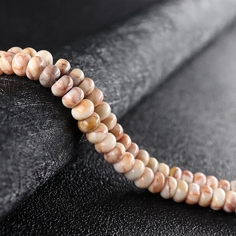 Wholesale Jewelry Making Beads Natural Red Banded Meshwork Jasper Rondelle Abacus Loose Beads Customized Ring
