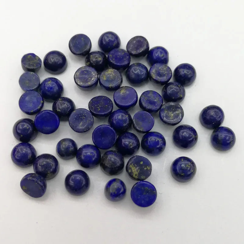 Huiying 4mm Natural Gemstone Loose Round Lapis Lazuli Cabochon Crystal Pendant Crafts