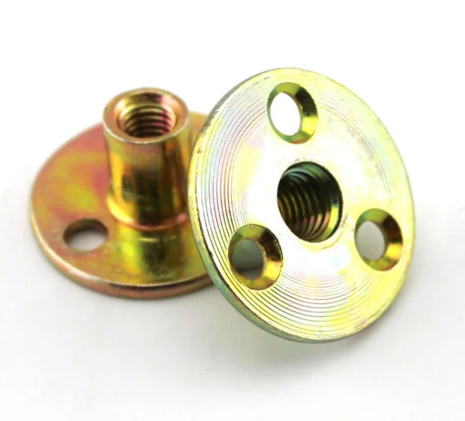 M6 M8 M10 M12 Climbing Wall Furniture Connector Iron Round Base Three Holes T Nut