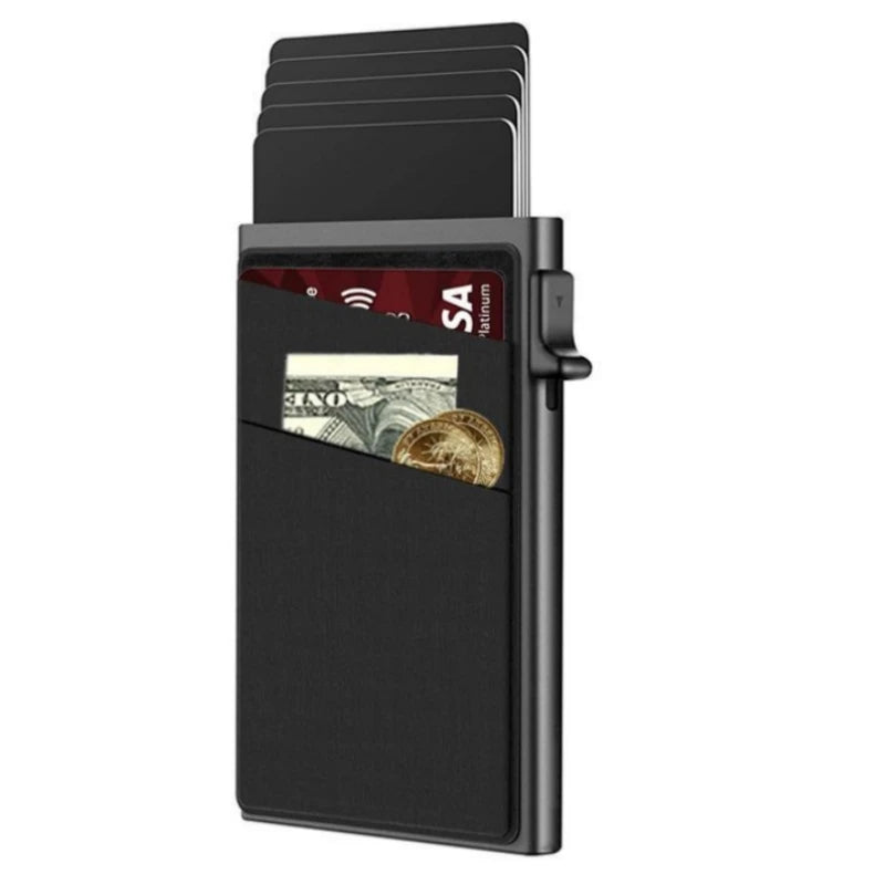 Slim Minimalist Sleek Credit Card Holder Front Pocket Card Holder for Gifts Aluminum Metal Men Fashion Automatic Pop up Wallet