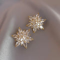 Korea New Design Fashion Jewelry Luxury Zircon Flower Earrings Elegant Women Shiny Wedding Party Earrings