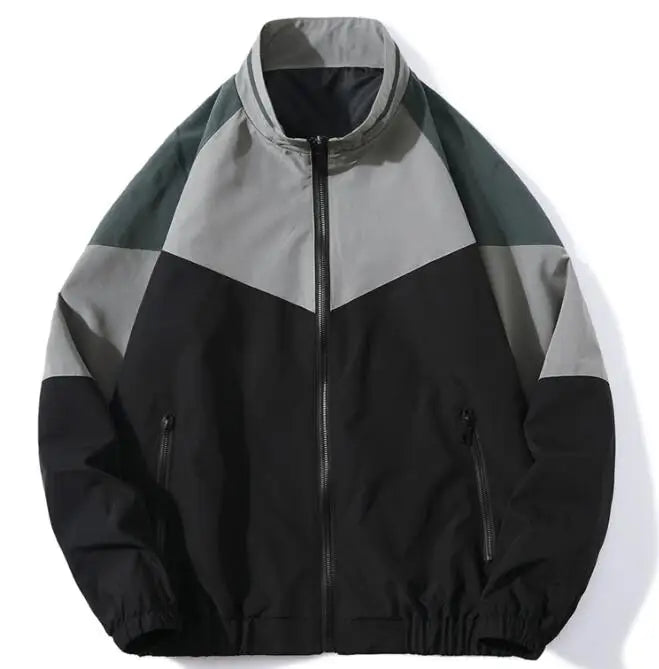 Wholesale Custom High Quality Loose Dropped Shoulder Jacket for Men Color Block Sport Wear Baseball Jacket