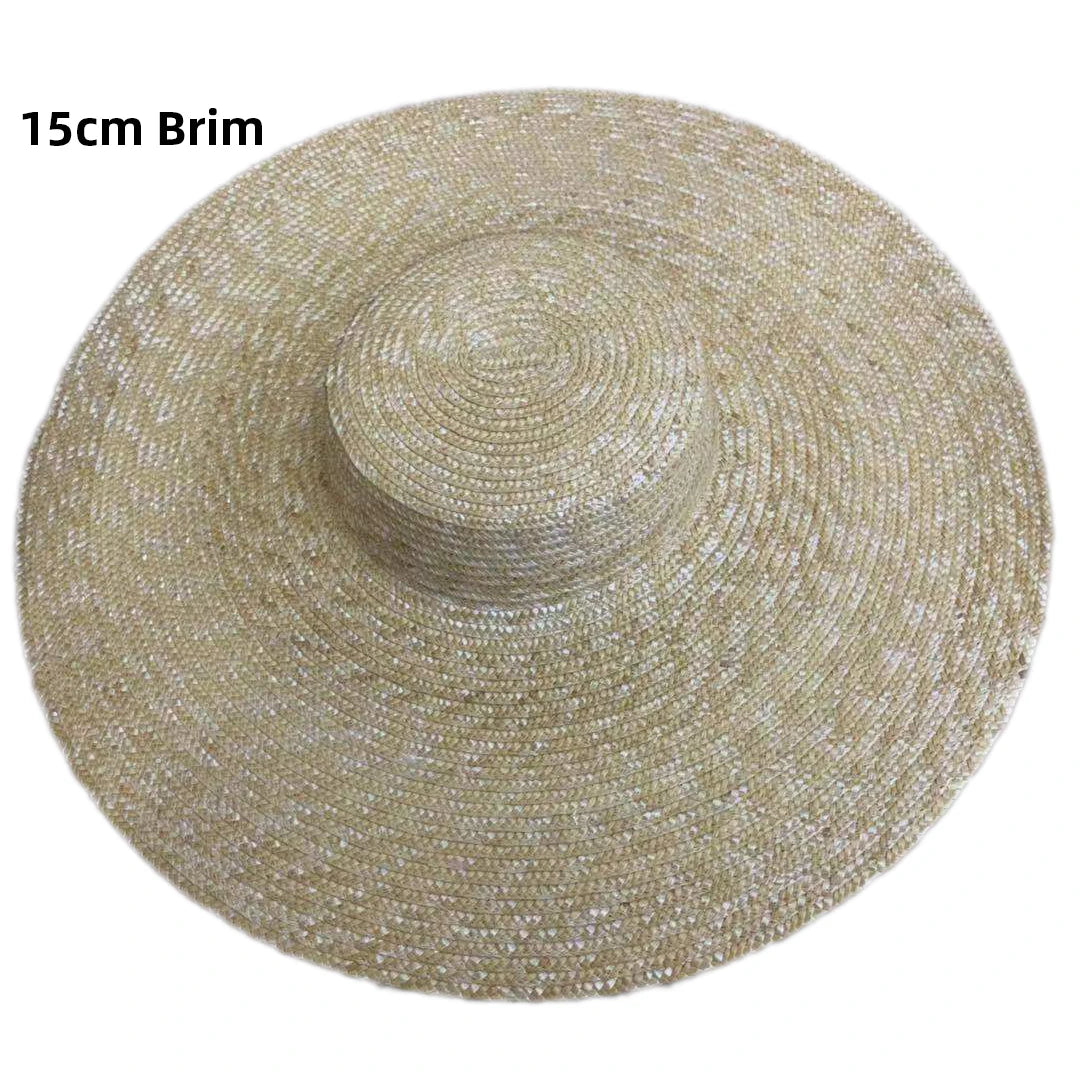 SH-1071 Wide Brim Paper Unisex Boater Sun Hat Flat Top Panama Summer Flat Prok Pie Beach Fedora 15 cm Brim Striped Travel