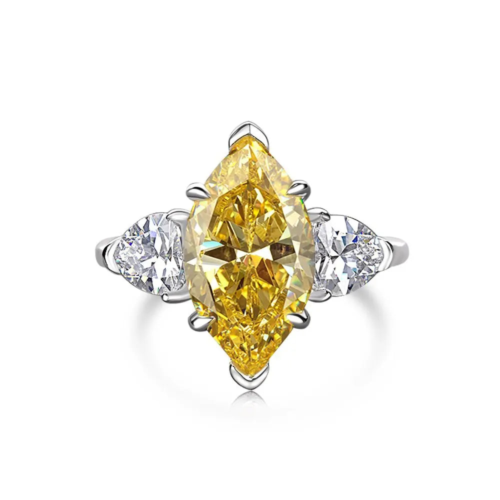 Hainon S925 Sterling Silver Geometric Zircon Charm Ring Women's Engagement Rings Wedding Rings
