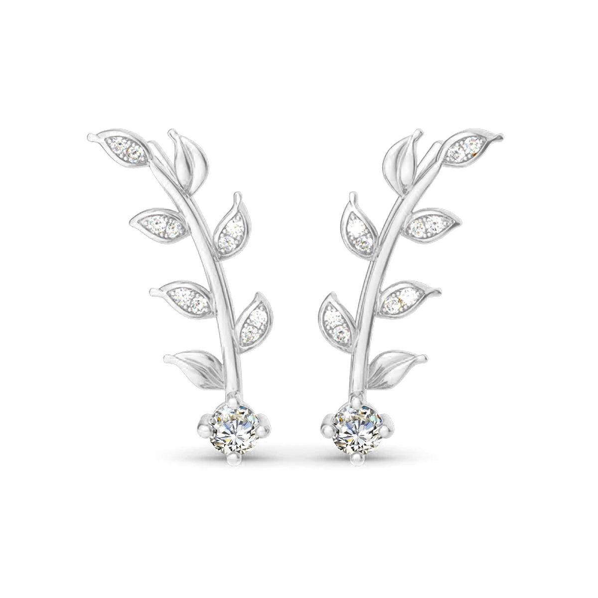 Elegant Trendy Olive Leaf Earrings Women 0.3ct D VVS Real 925 Silver Climber Diamond Moissanite earrings women luxury studs