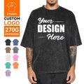 ZYtshirt Custom 270GSM Vintage Acid Wash Cotton Oversized T-Shirt with Screen Printing & Embroidery for Streetwear HipHop