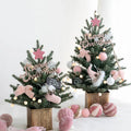Merry Christmas PVC Artificial Pink Christmas Tree for Desktop Scene Layout Decoration