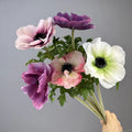 O-X915 Wholesale 3D Printed Anemone Large Size Giant Blue Purple Real Touch Artificial Flower for Home Wedding Decoration
