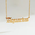 Zodiac Sign Necklace Stainless Steel Old English Zodiac Necklace for Women