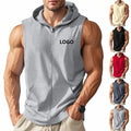Sweatshirt US Size Custom Logo Polyester Streetwear Fitness Sleeveless Zipper Workout Gym Clothing Hooded Sport T Shirt