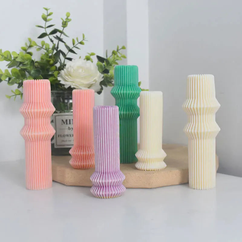 Striped Roman Column Aromatherapy Candle Silicone Mold European Diy Plaster Pendant