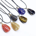 Huiying Natural Stone Agates water drop shape Pendant Gold Wire Wrap Pendant Original Stone Personality Pendant Jeweley