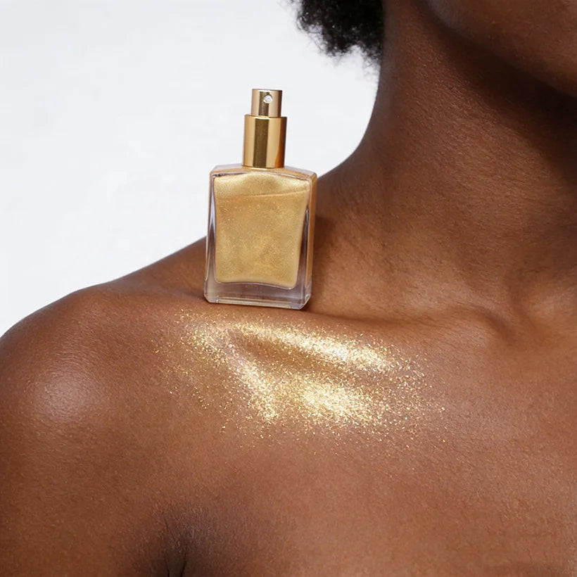 High Quality Private Label Highlighter Makeup Body Spray 5 Color Options Shimmer Oil Mineral Cream with Sunscreen Protection