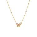 Nabest Women's Stainless Steel Asymmetric Butterfly Pendant Necklace PVD Plated Shell with CZ and Zircon for Anniversary