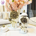 Home Decor Luxury Ceramic Ginger Jar Ornament European Gold Decorative Rose Flower Vase