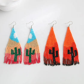 New Arrivals Creative Handmade Bohemian Cactus Bead Seed Beads Glass Beads Earrings Women Jewelry