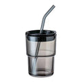 Nordic Ins Custom 450ml Clear Blank Drinking Tumbler Borosilicate Reusable Travel Coffee Glass Mug Cup With Straw/lid