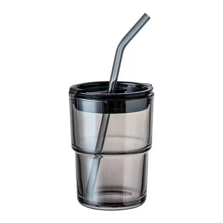 Nordic Ins Custom 450ml Clear Blank Drinking Tumbler Borosilicate Reusable Travel Coffee Glass Mug Cup With Straw/lid
