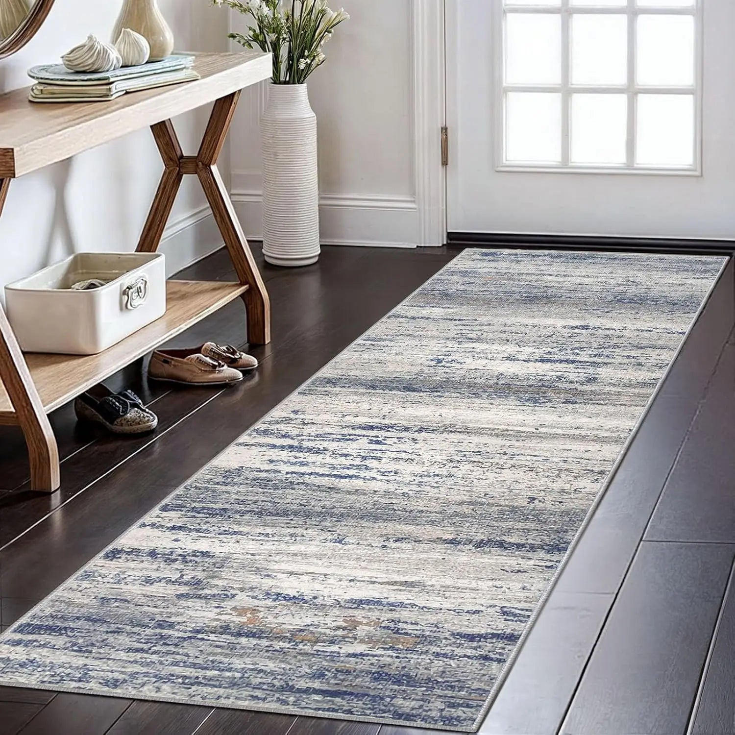 Indoor Outdoor Runner Rug Machine Washable Stain Resistant Easy Clean Non Shedding Hallway Laundry Patio Kitchen Rug