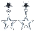 Hot Sales Geometry Hollow Pentagram Star Hollow Out Double Star S925 Sterling Silver Women's Stud Earrings