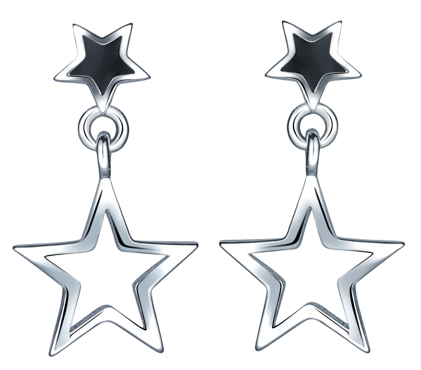 Hot Sales Geometry Hollow Pentagram Star Hollow Out Double Star S925 Sterling Silver Women's Stud Earrings