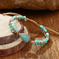 Simple Adjustable Hand Woven Bracelet Natural Stone Cut Surface Water Drop Shape Tianhe Stone Bracelet Gifts for Women