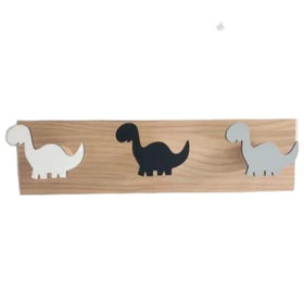 Ins Wooden Hook Creative Minimalist Home Wall Decor Hanging Gray Dinosaur Cartoon Row Hanger Children's Room Decorations Crafts
