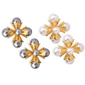 SP Popular Jewelry Stainless Steel 18k Gold Plated Cross Shape Pearl Stud Earrings for Women