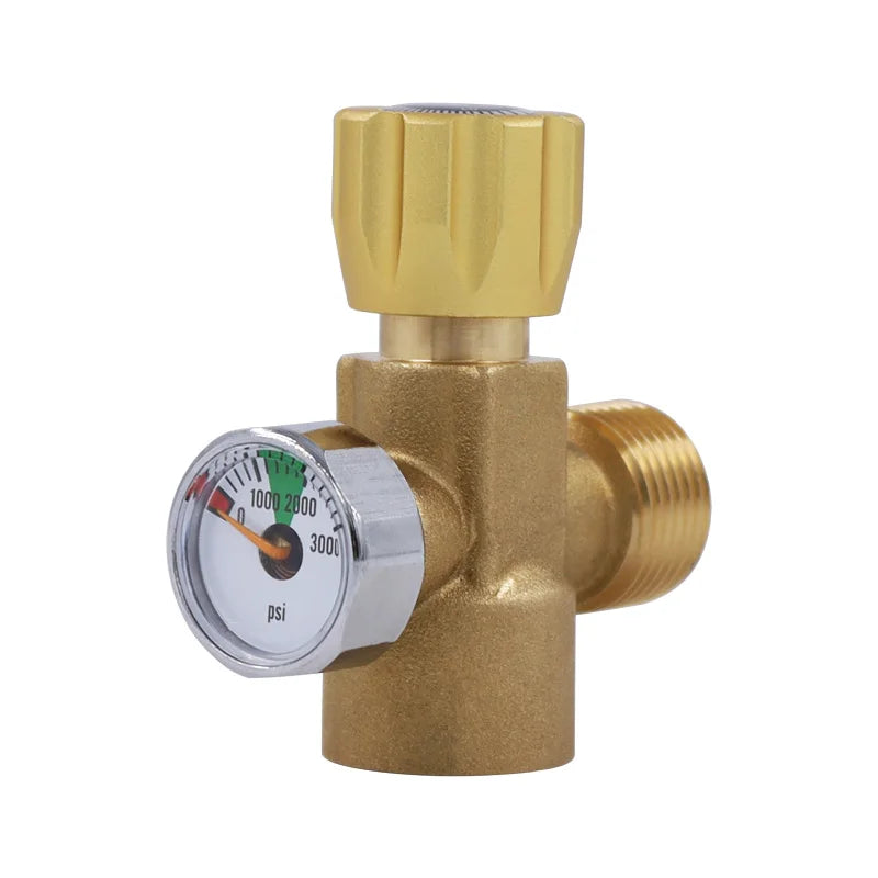 All in One Model Brass Soda CO2 Stream Refill Adapter Connector Gas Regulator Soda Cylinder with 3000psi Gauge