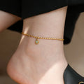 Designer 316Stainless Steel 18K Gold Seed Beads Small Gold Bead Green Aventurine Jade Round Gemstone Foot Chains for Women Girls