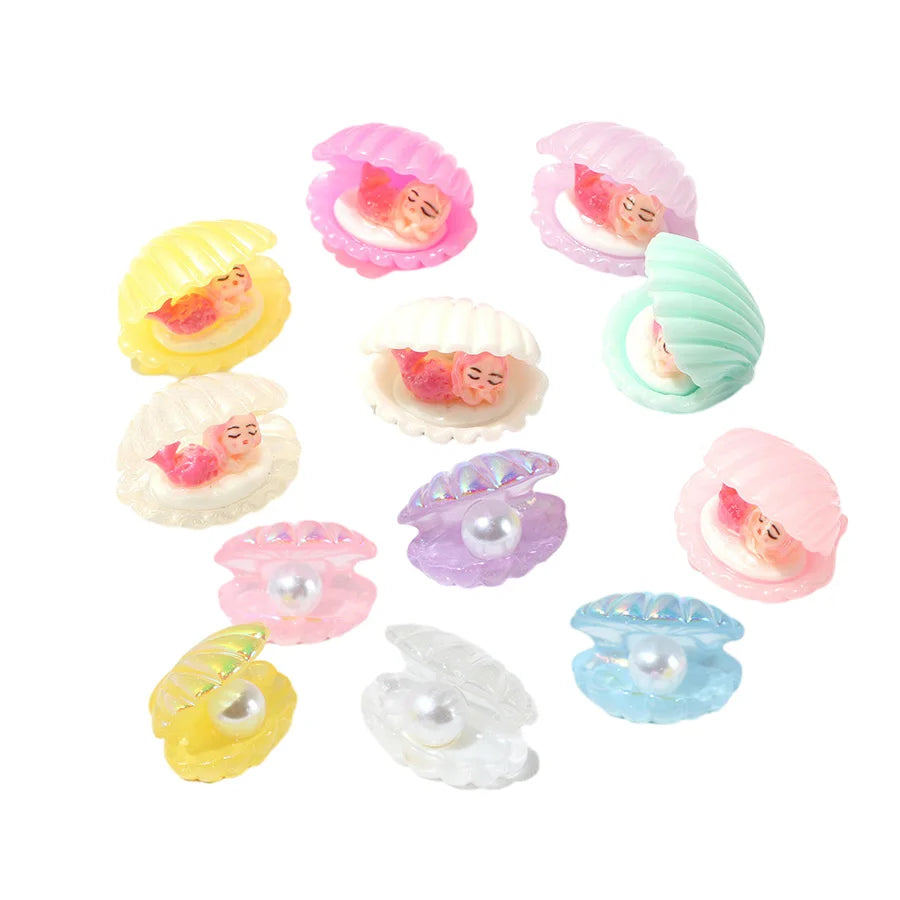 Hot Sale 3d Artificial Pearl Shell Mermaid Resin Cabochons for Keyring Pendant Making