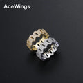 R032  Bling Bling CZ Cuban Ring Brass Gold Silver Color Cubic Zircon Iced  RING Fashion Hip Hop Jewelry