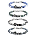 Wholesale Fashion 6mm Various Natural Gemstone Stainless Steel Chain Cross Pendant Bracelet Charm Women Men Gifts