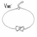 Wholesale 925 Silver Cubic Zirconia Setting 8 Design Silver Personalized Designer Heart Design Chain Bracelet