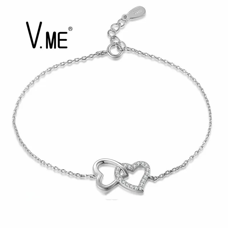 Wholesale 925 Silver Cubic Zirconia Setting 8 Design Silver Personalized Designer Heart Design Chain Bracelet