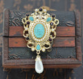 YHJ170179 Vintage Green Statement Brooch Women Gold Brooch Pin Jewelry