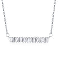 Fashion Women Jewelry 925 Sterling Silver Clustered Row CZ Diamond Bar Pendant Necklace