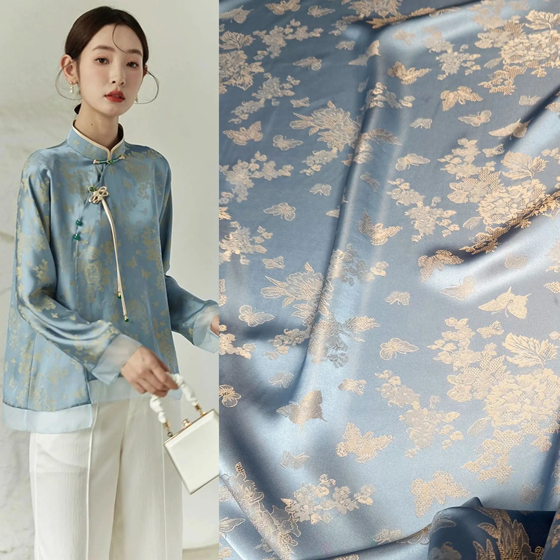 100% Polyester Luxury Floral Embroidery Jacquard Fabric Brocade Knitted Satin Eco-Friendly Curtain & Clothing Fabric